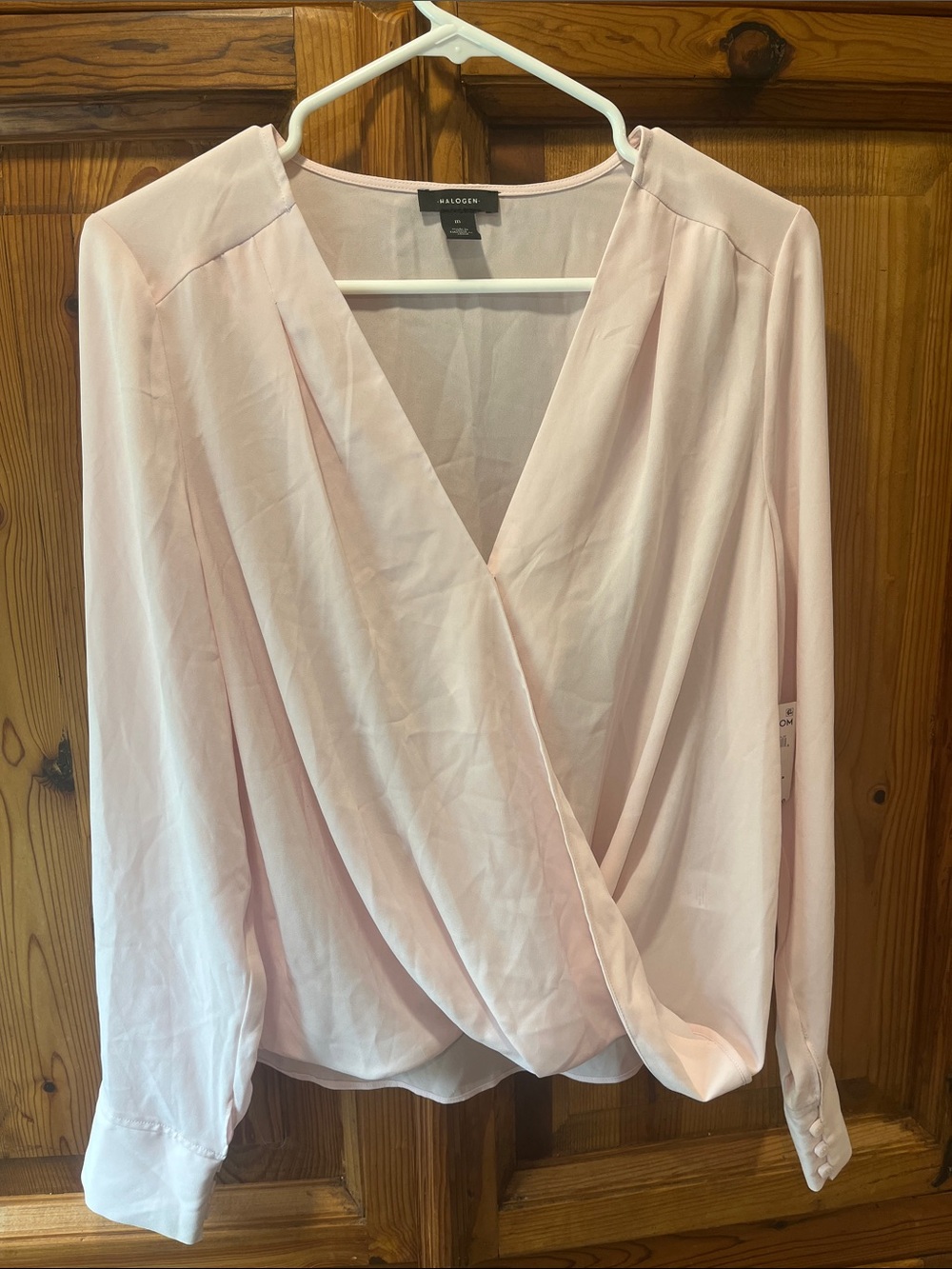 Halogen Soft Pink Draped V-Neck Blouse